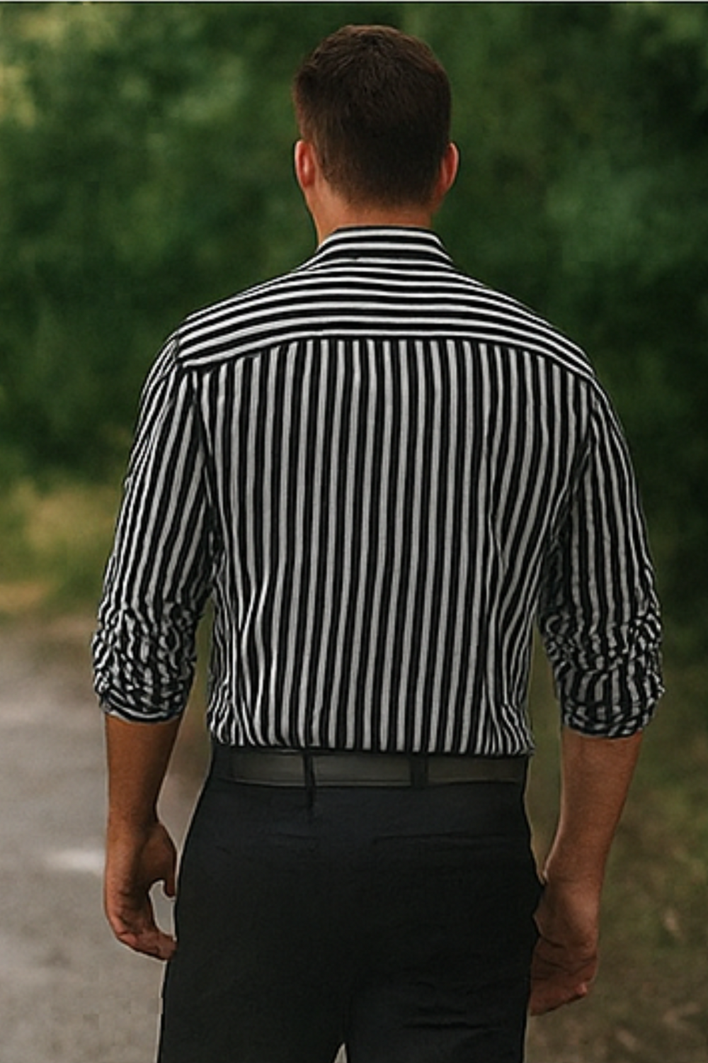 William Striped Dress Shirt Black