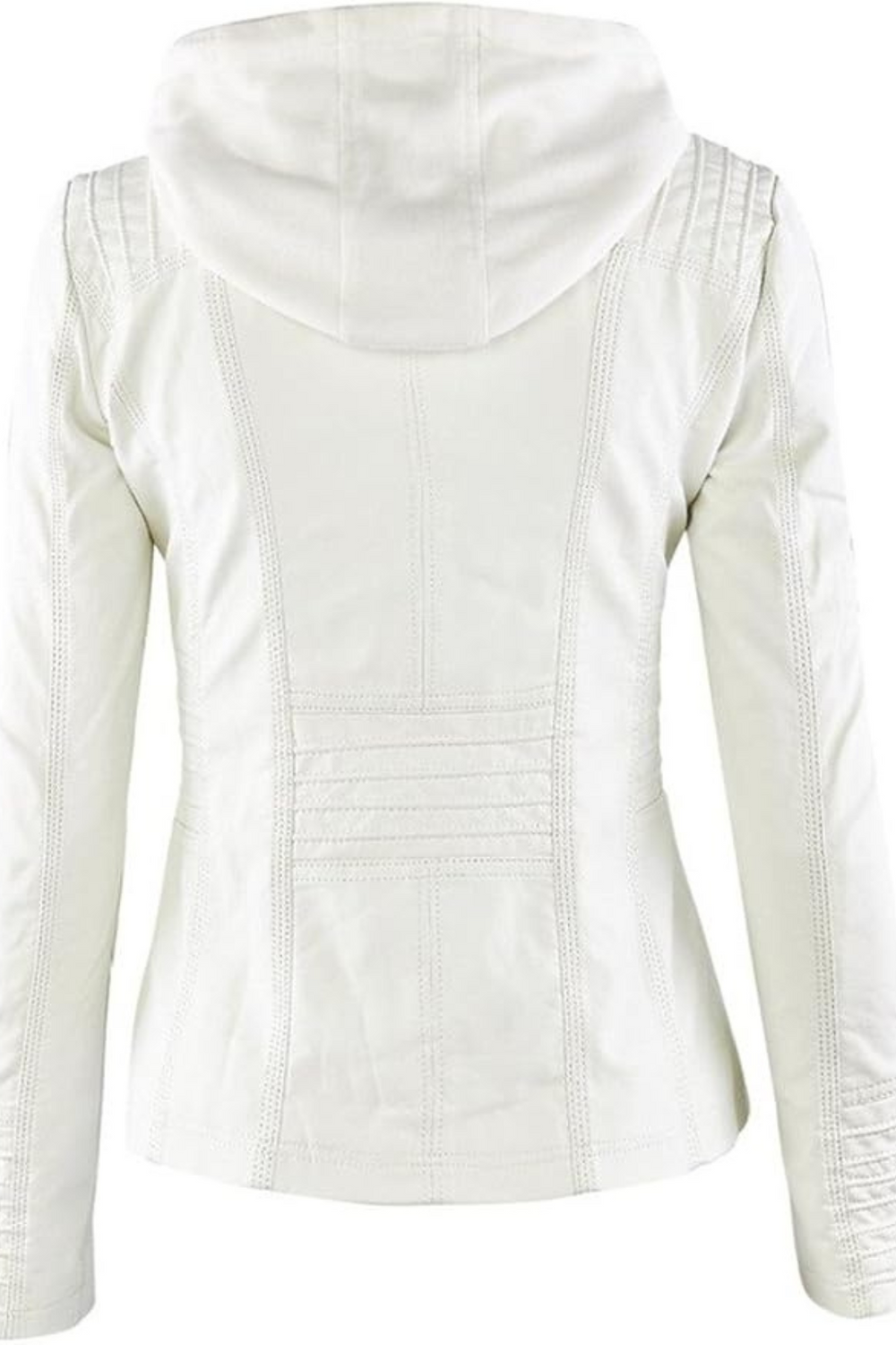 Eva Weatherproof Hooded Faux-Leather Jacket in White