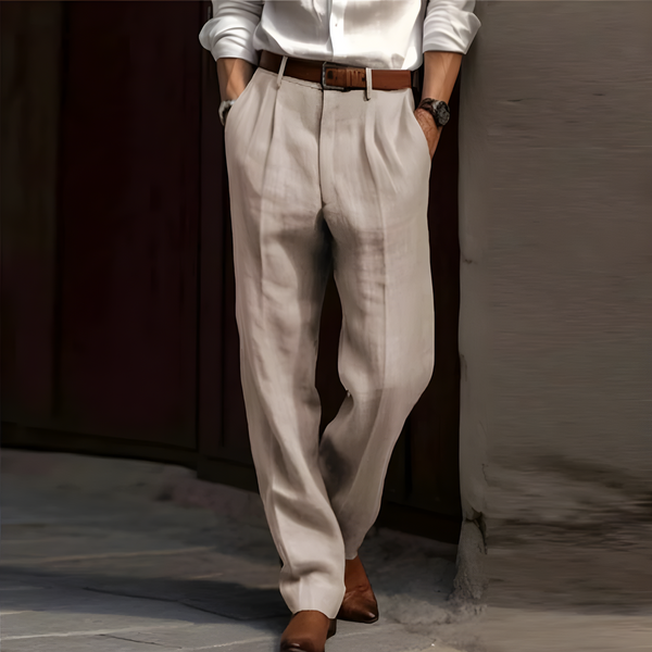 Alvric Premium Classic Italian Linen Dress Pants - Khaki
