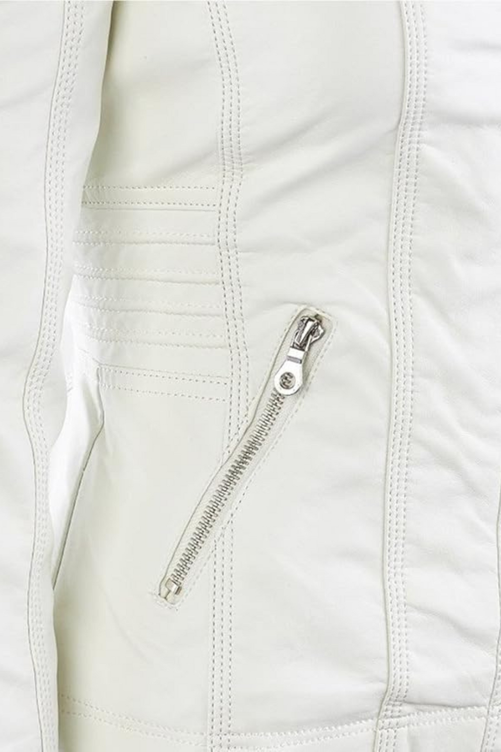 Eva Weatherproof Hooded Faux-Leather Jacket in White
