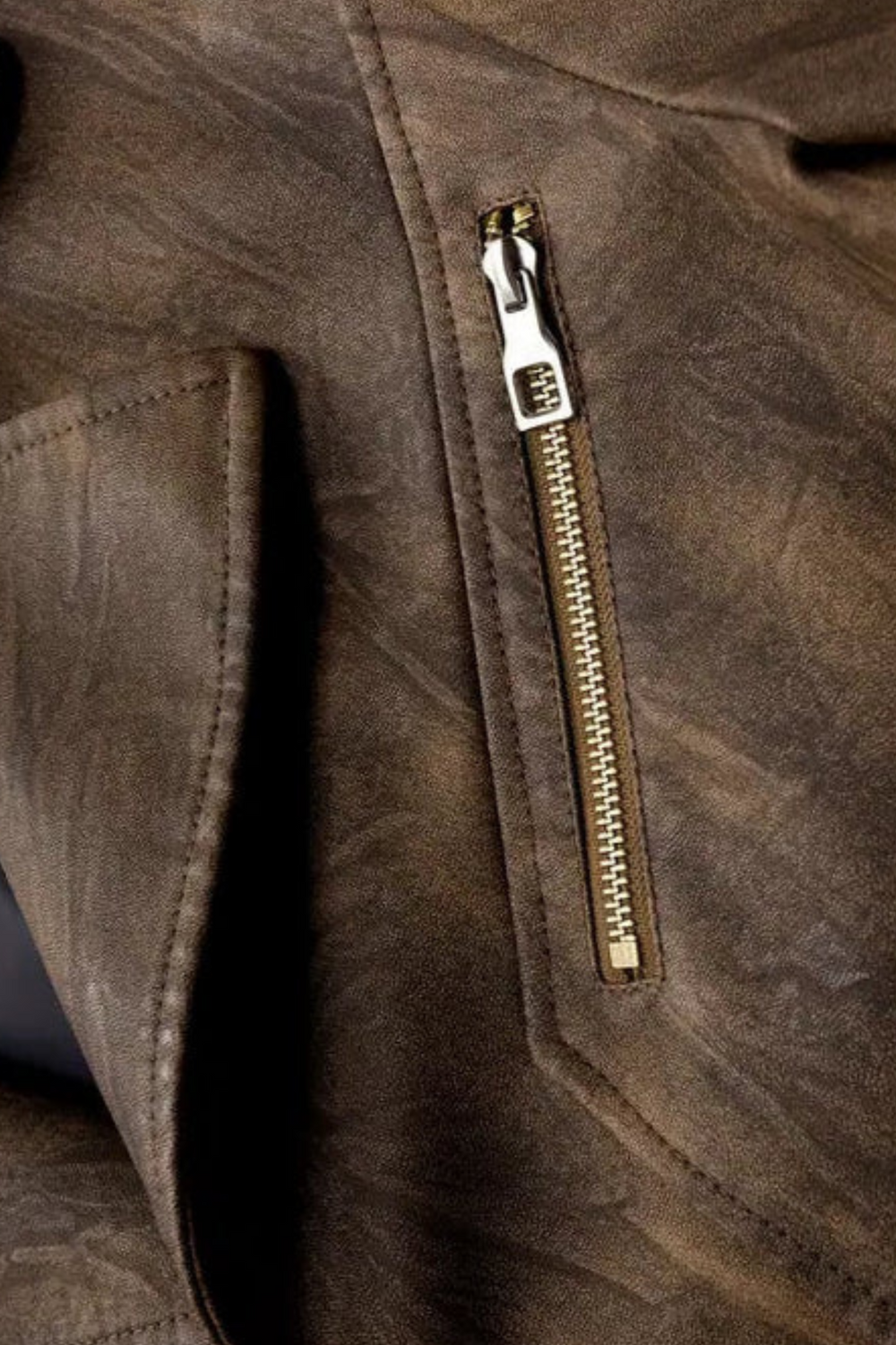 Oliver Engineered-Collar Leather Jacket Braun