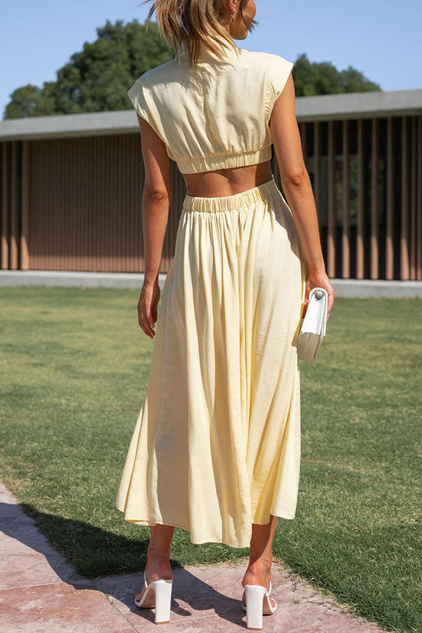 Quincy Cutout Midi Dress with Side Pockets for Summer