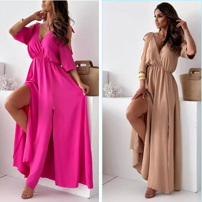 Aurora V-Neck Slit Dress
