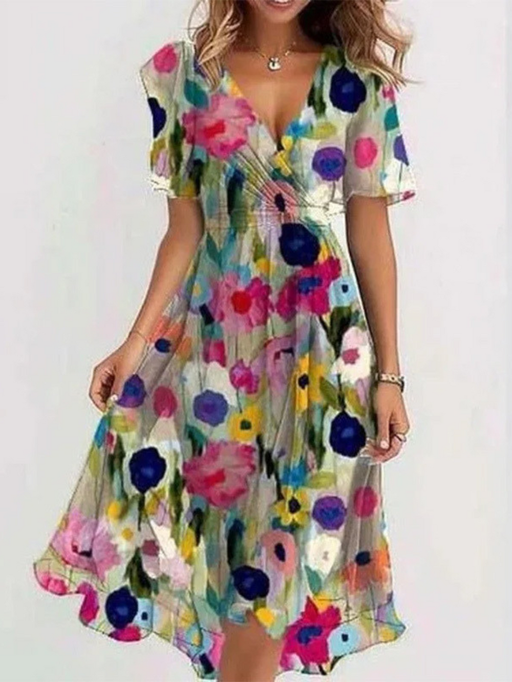 Elsinya Bohemian Style Gradient Ombre Loose Fit Dress