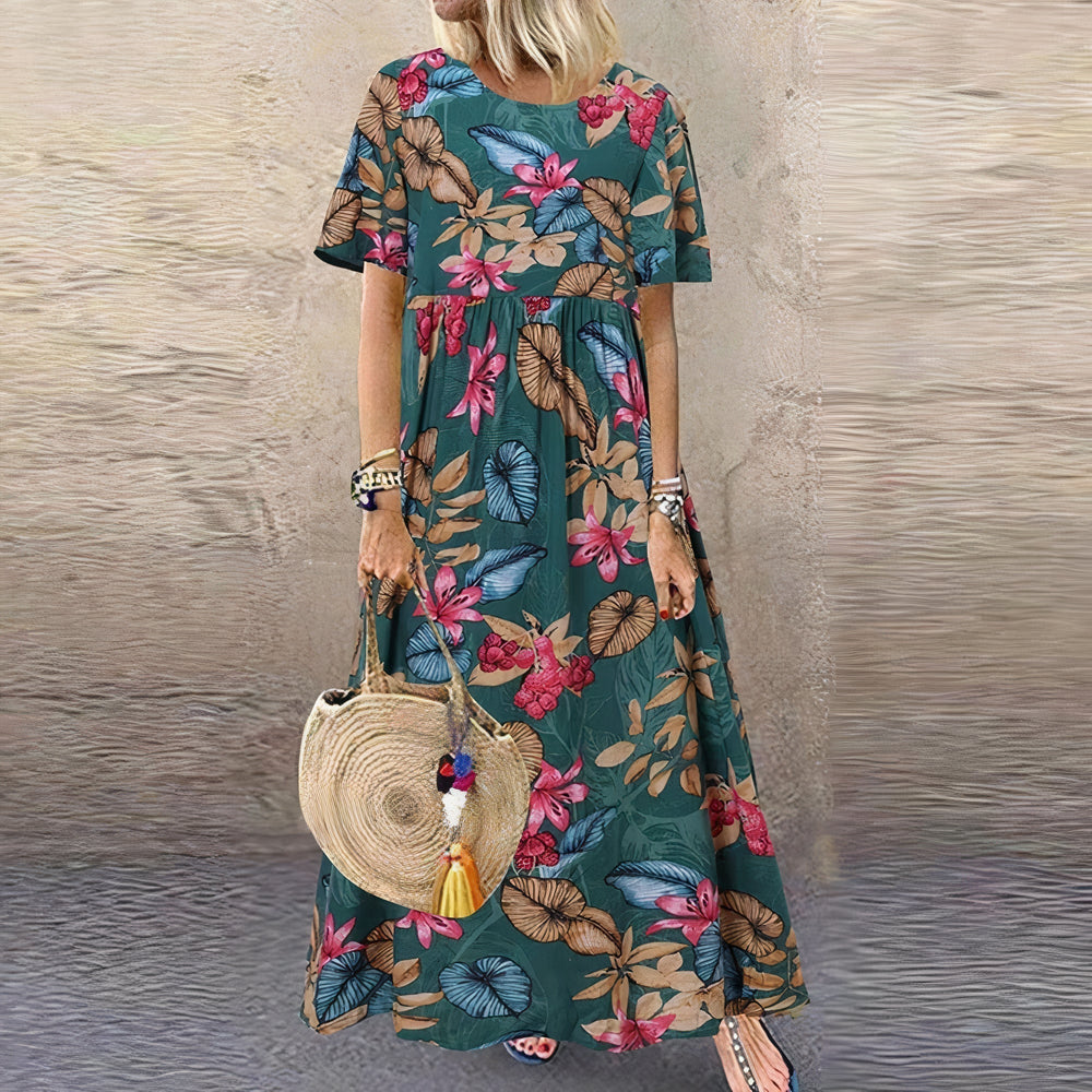 Flora Vivid Floral Maxi Dress for Effortless Elegance