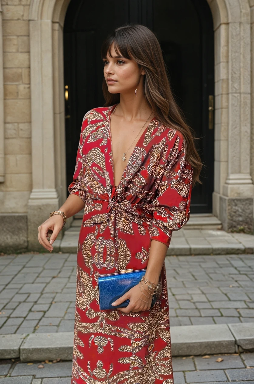 Sandra V-Neck Midi Dress