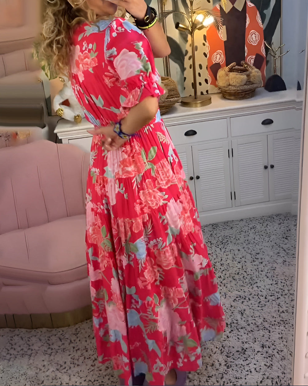 Carine Floral V-Neck Pocket Dress