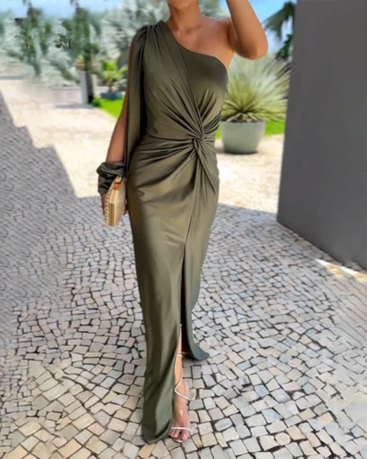 Ember Silky One-Shoulder Maxi Dress