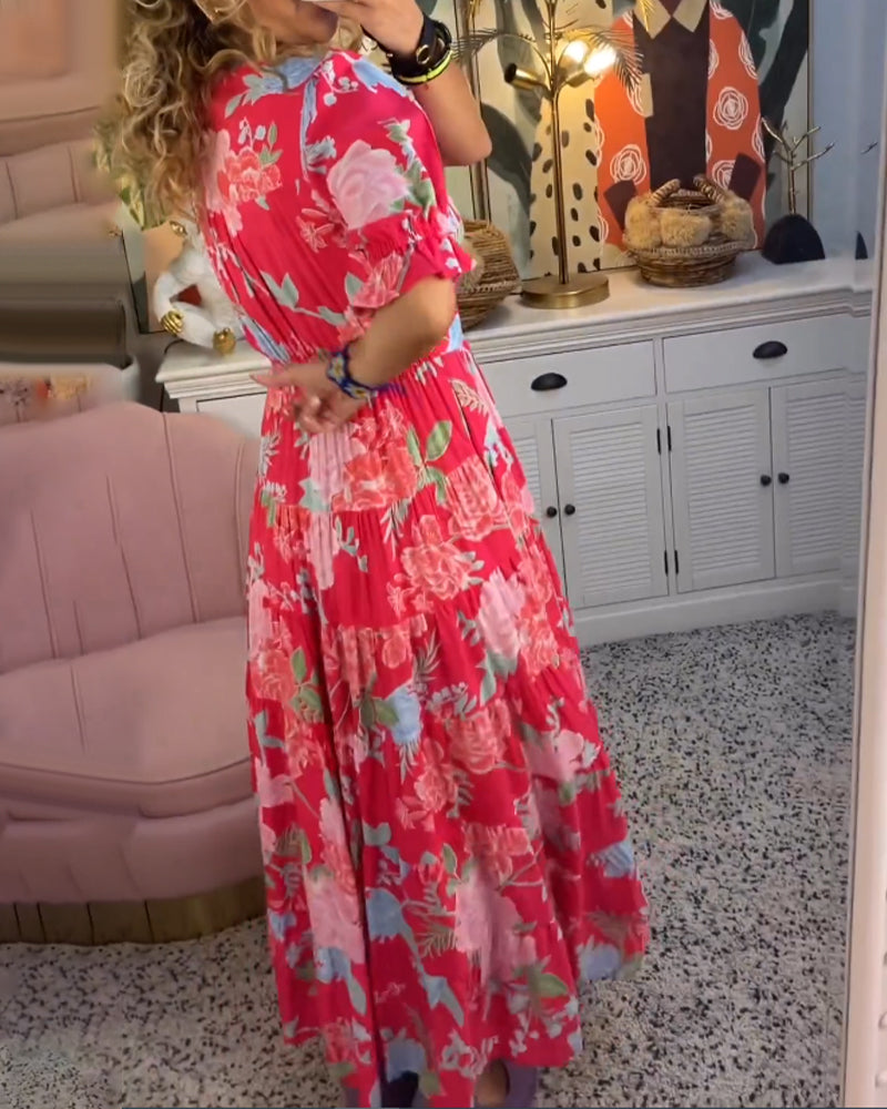 Adelaide Floral V-Neck Dress with Pockets