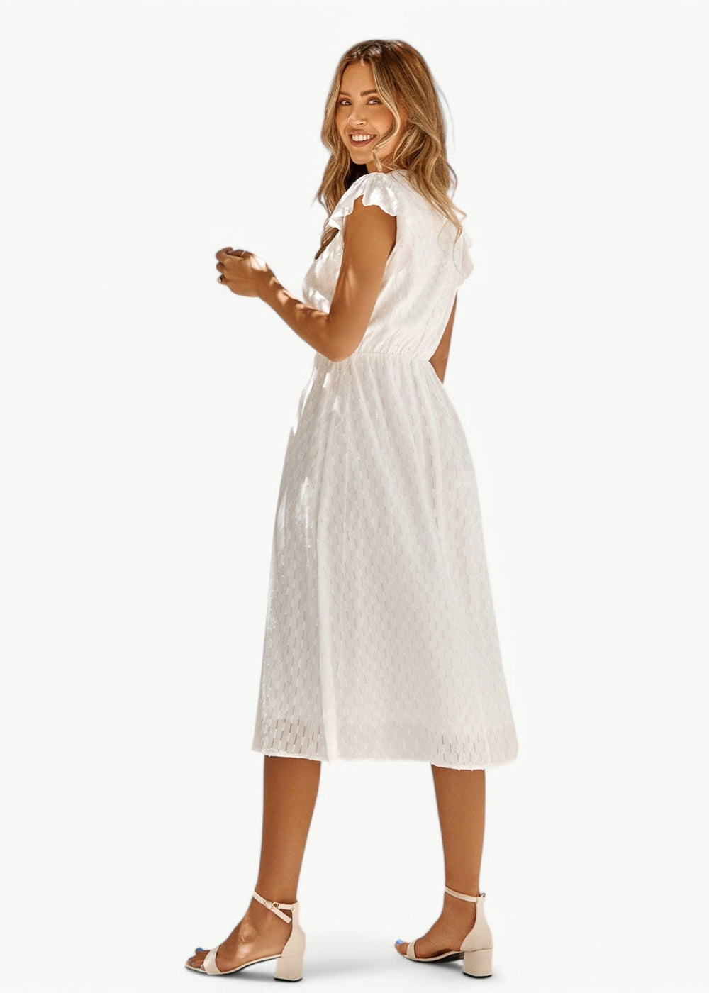 Violet Ruffled V-Neck Dress