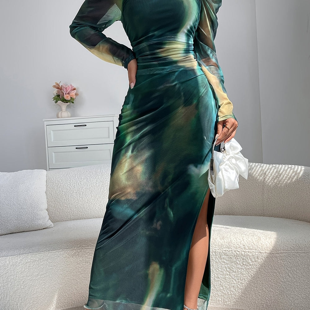 Emeralda Emerald Off-Shoulder Slit Dress