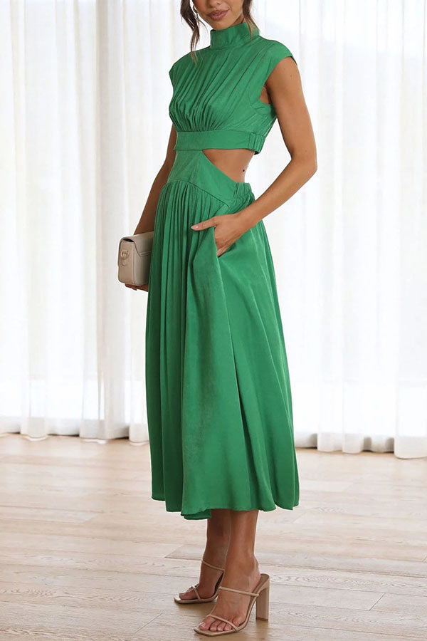 Quincy Cutout Midi Dress with Side Pockets for Summer