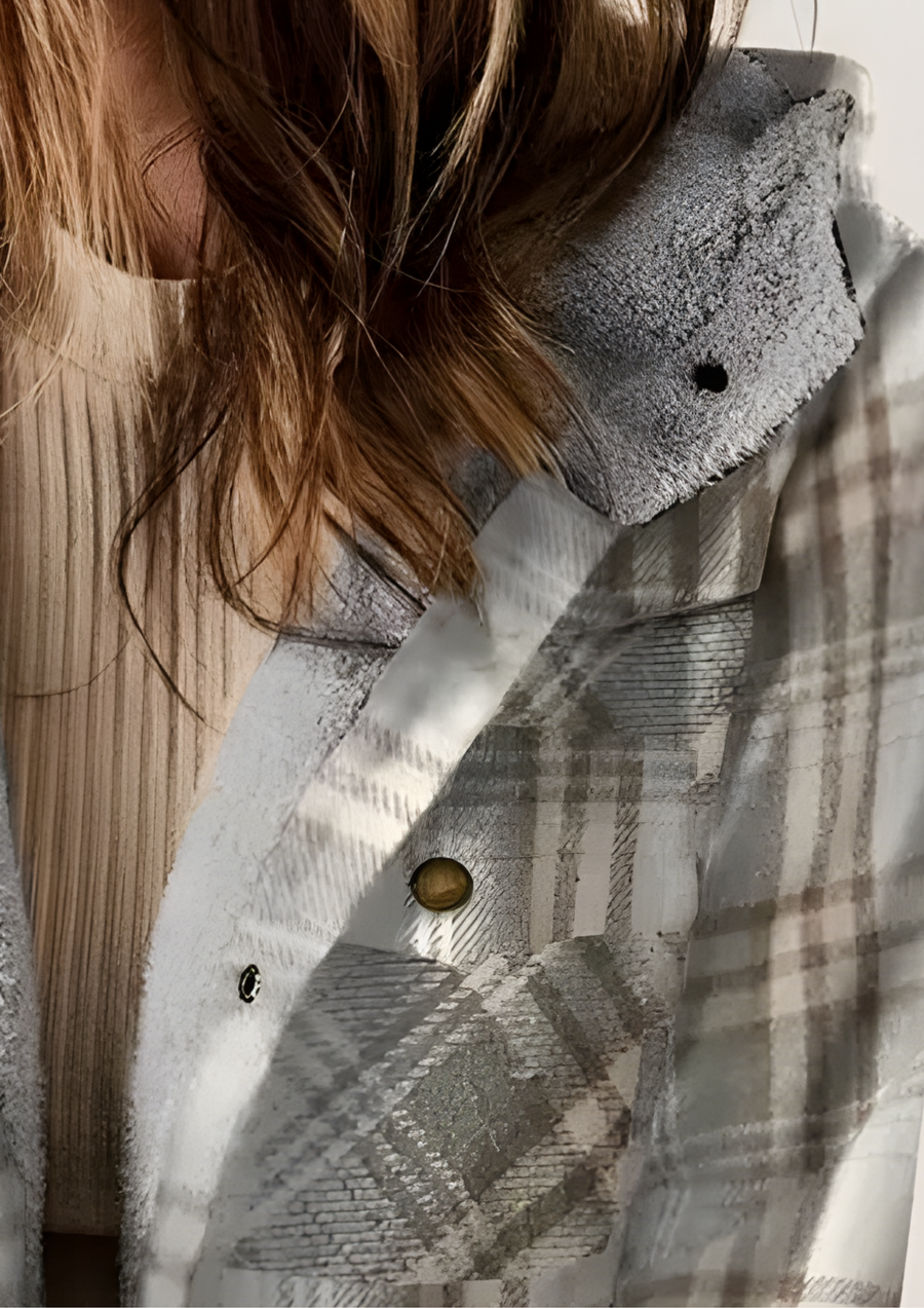 Yseldis Cozy Warm Plaid Fleece-Lined Jacket - Gray