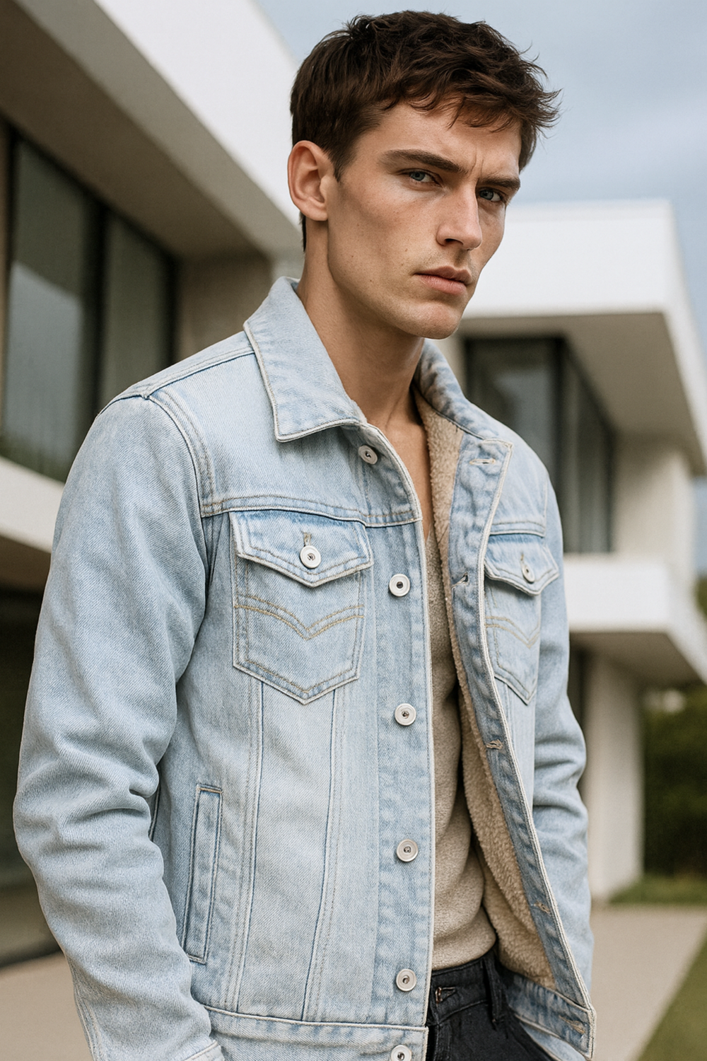 Elijah Classic Denim Blue Cotton Casual Stylish Jacket