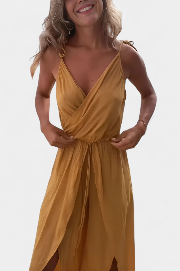 Myra Cotton Side-Slit Dress