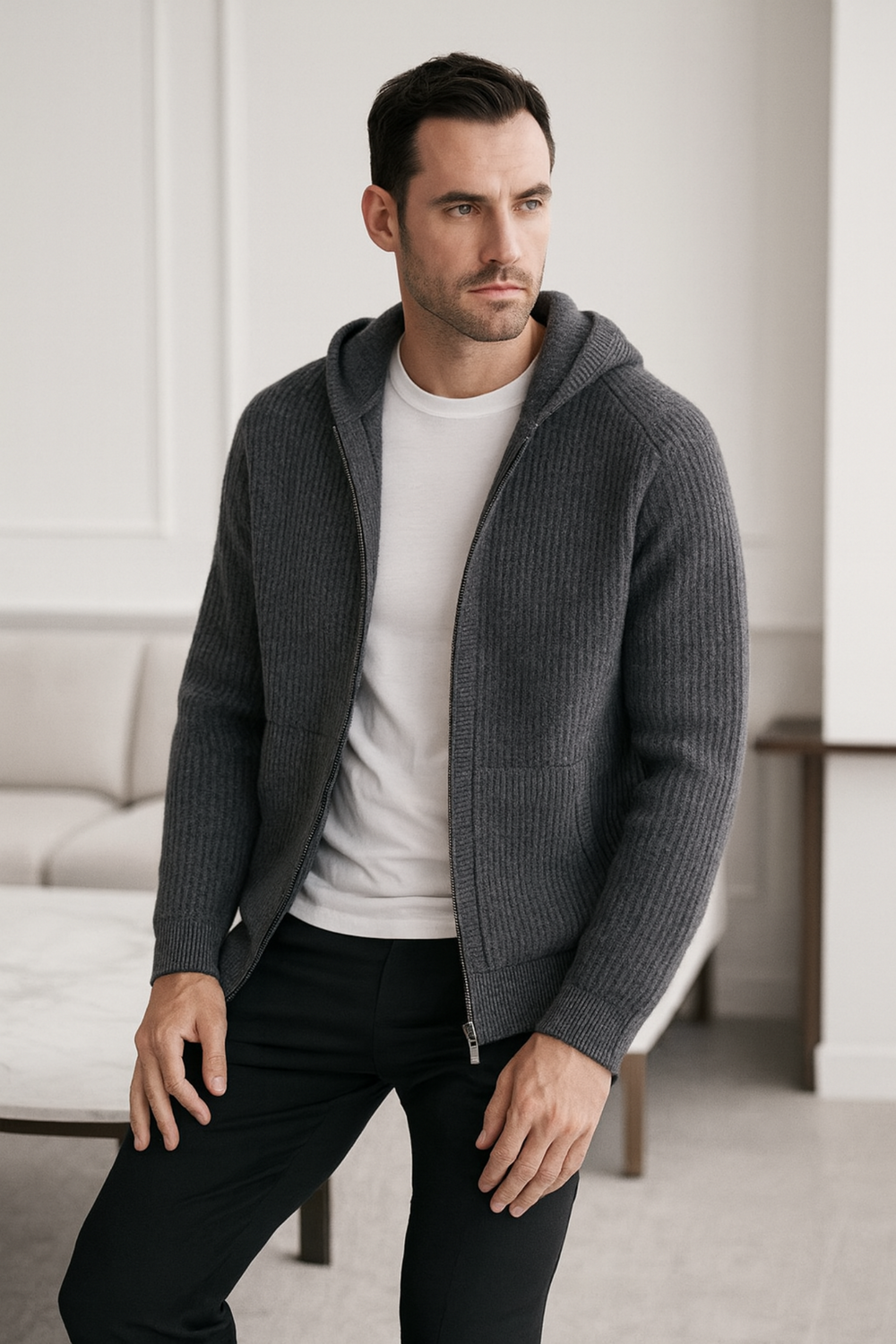 Sorrano Cashmere Zip Hoodie