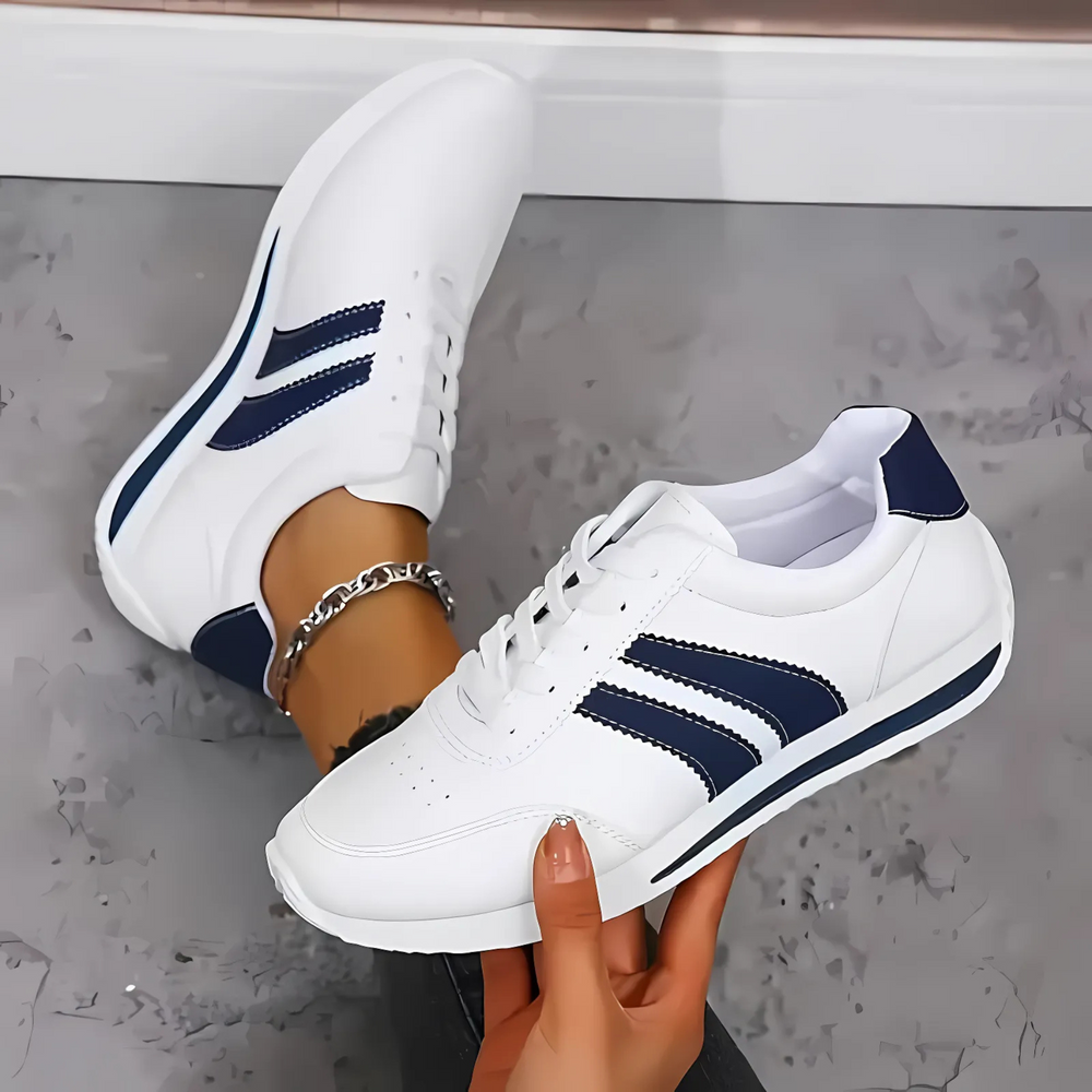 Lettie Handcrafted Premium Leather Casual Sneakers - Blue