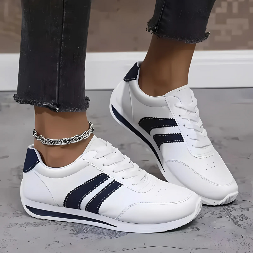 Lettie Handcrafted Premium Leather Casual Sneakers - Blue