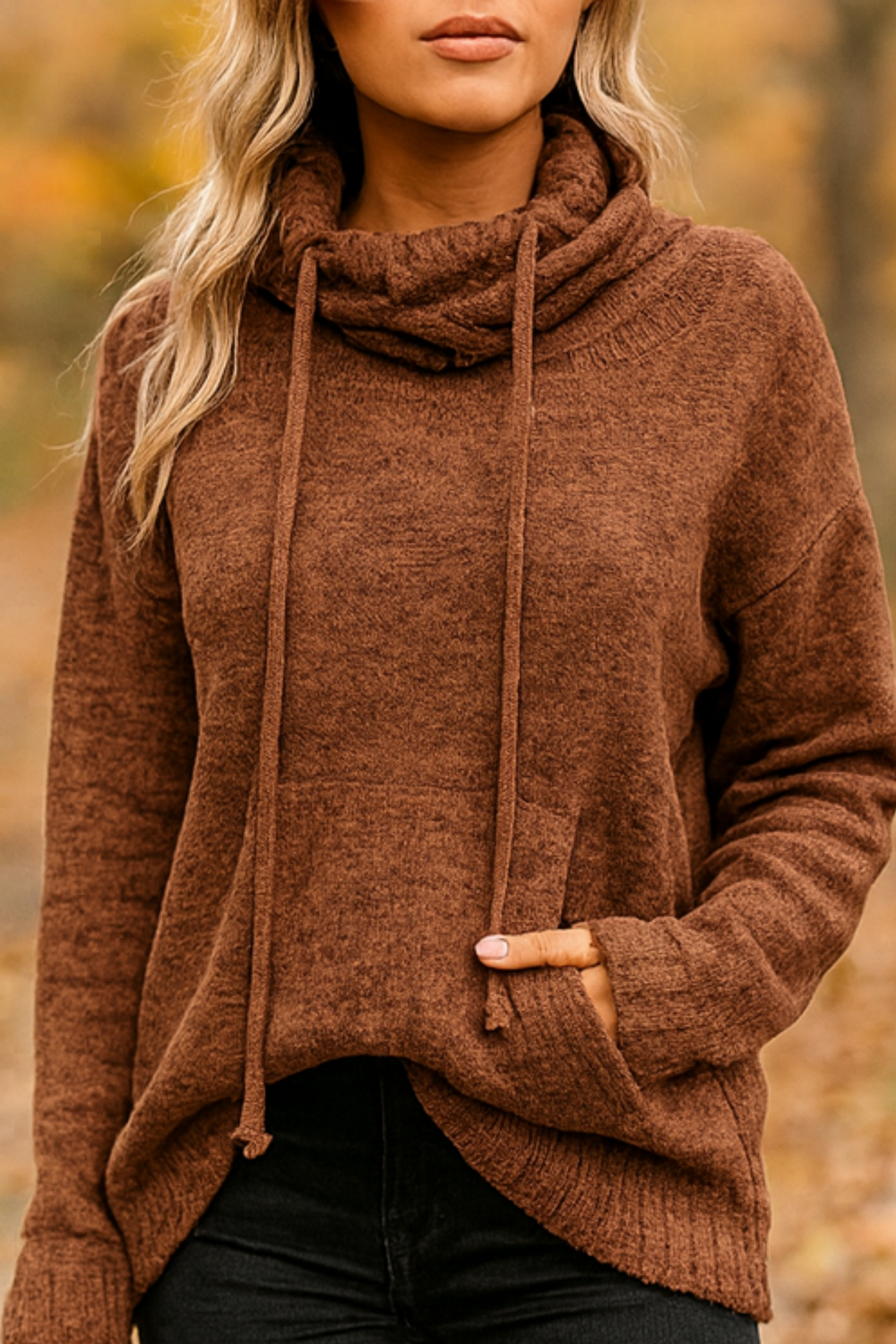 Xena Long Sleeve Sweater with Pocket