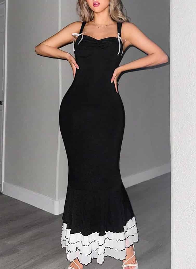 Vonne Sweetheart-Neck Bodycon Trumpet Maxi Dress
