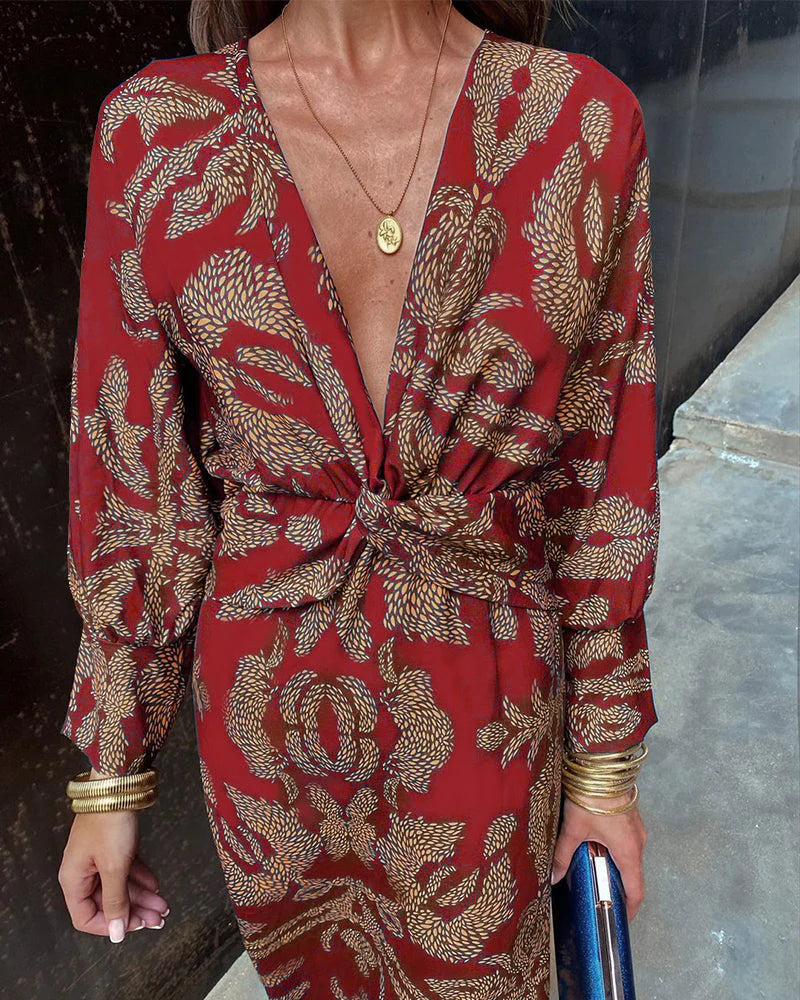 Brenda Long Sleeve Midi Party Dress