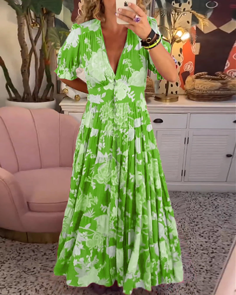 Adelaide Floral V-Neck Dress with Pockets