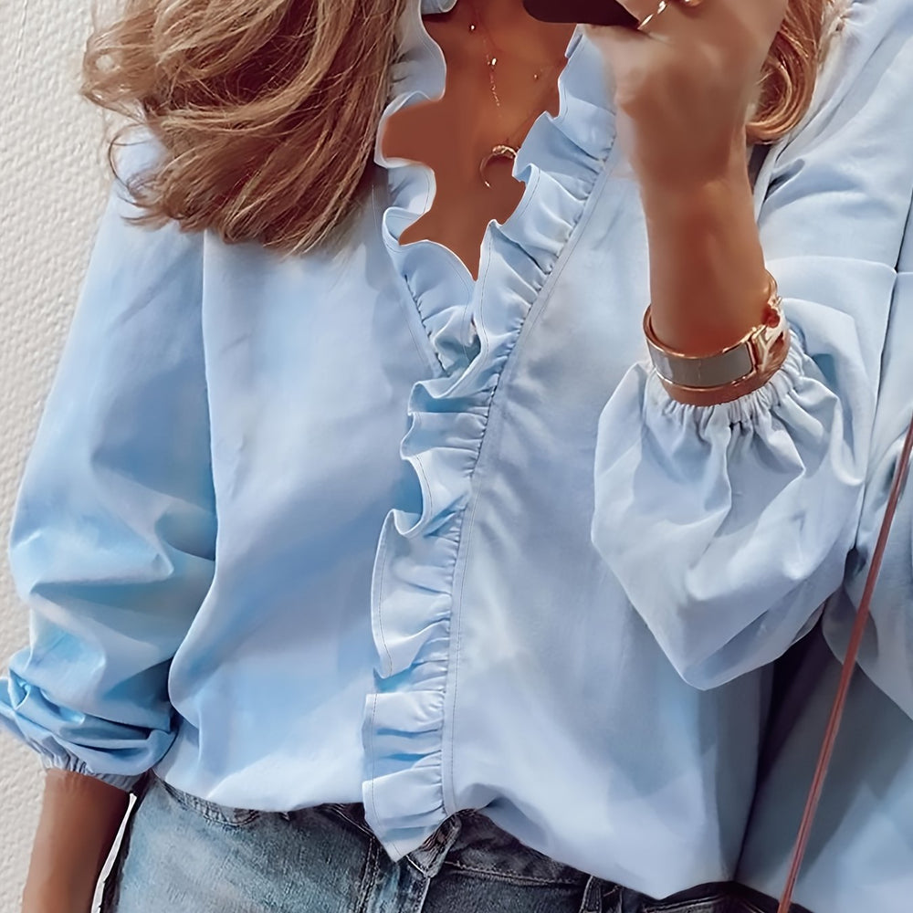 Oleena Soft Ruffle-Detail Blouse for Day-to-Night Style