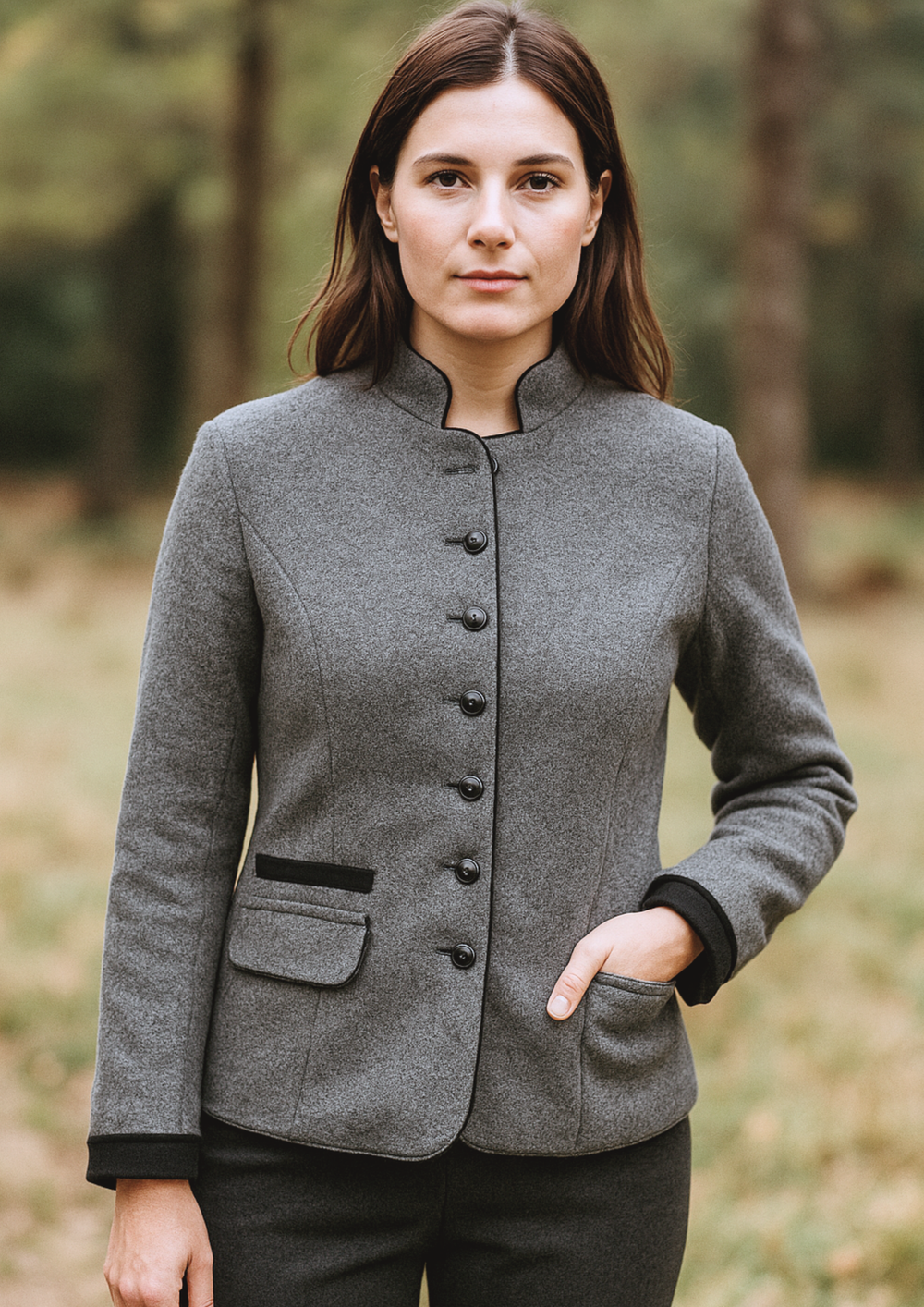 Solé Refined Elegant Short Jacket with Pockets - Gray