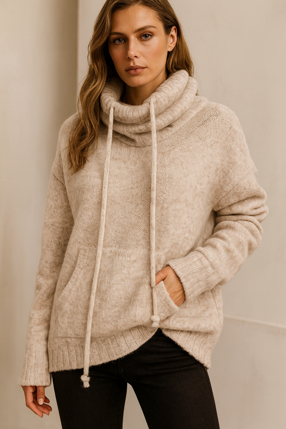 Xena Long Sleeve Sweater with Pocket