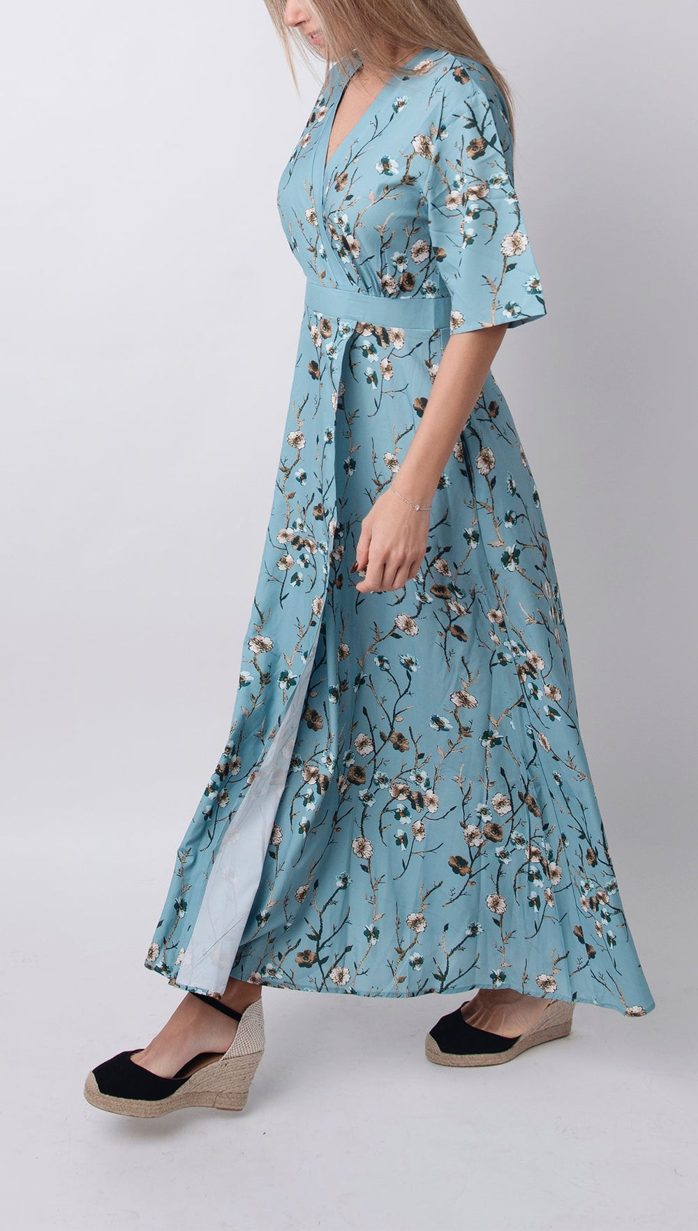 Helena Floral Print Maxi with 3/4 Sleeves