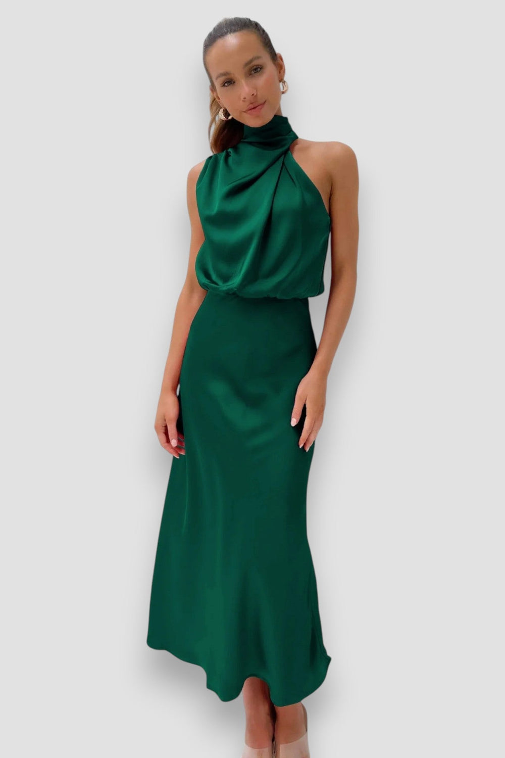 Carlina Summer Satin Halter Dress