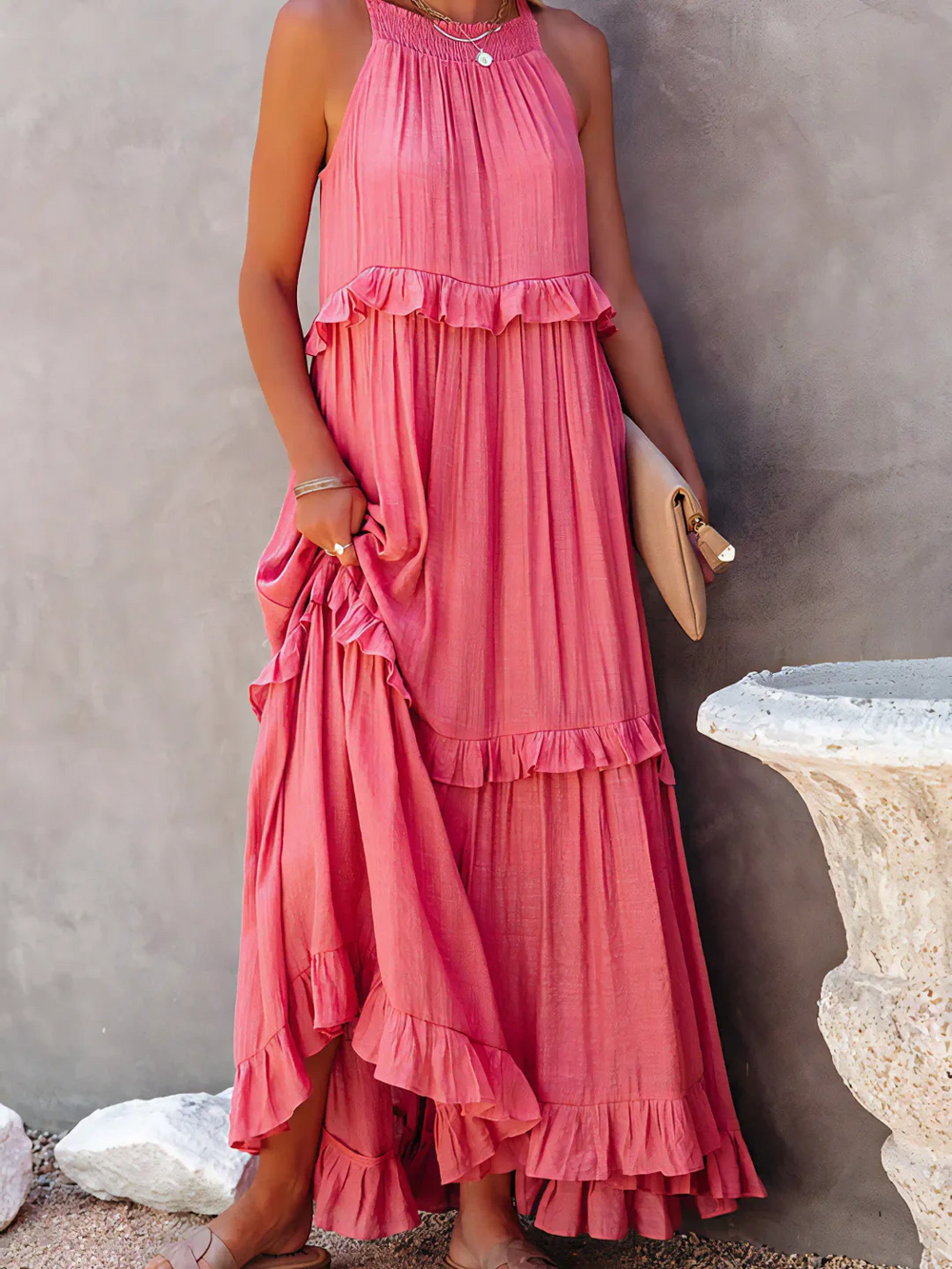 Vesa Ruffled Flowing Dress