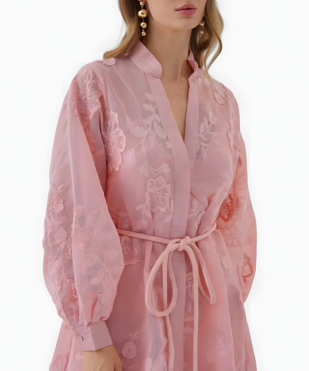 Isadora Jacquard Midi Dress | Pink