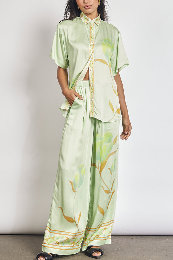 Niah Floral Shirt & Wide-Leg Pant Set
