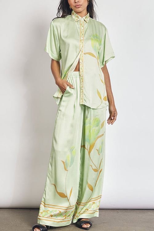 Niah Floral Shirt & Wide-Leg Pant Set
