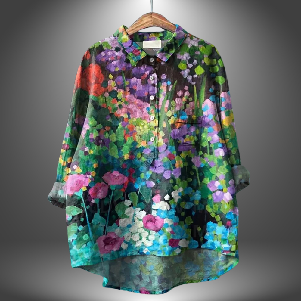 Camila Handcrafted Floral Print Cotton Button-Down Shirt