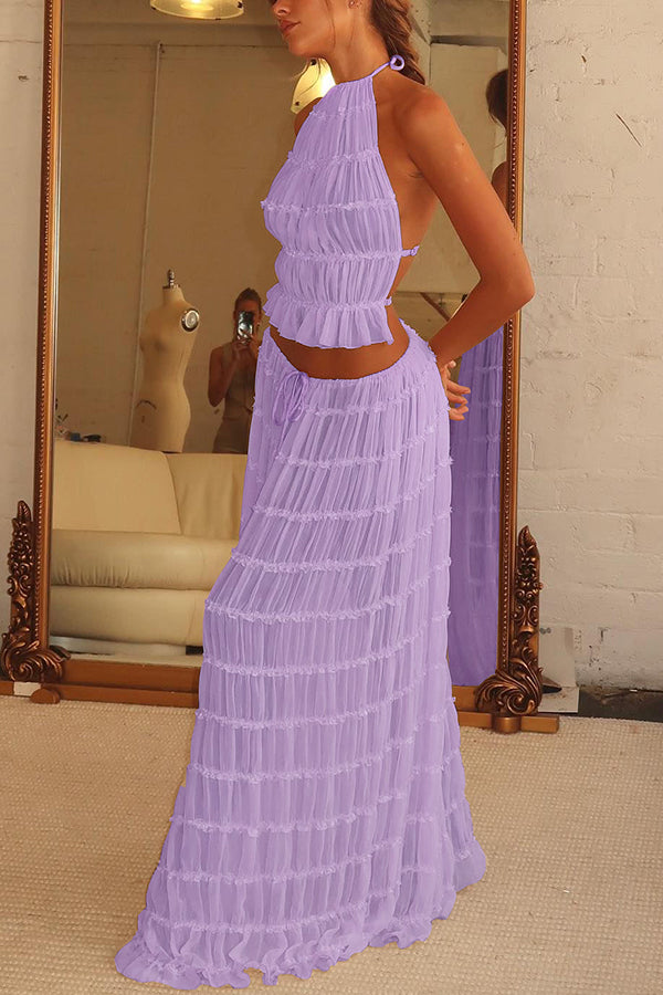 Convertible Drawstring Maxi Skirt with Vintage Pleats
