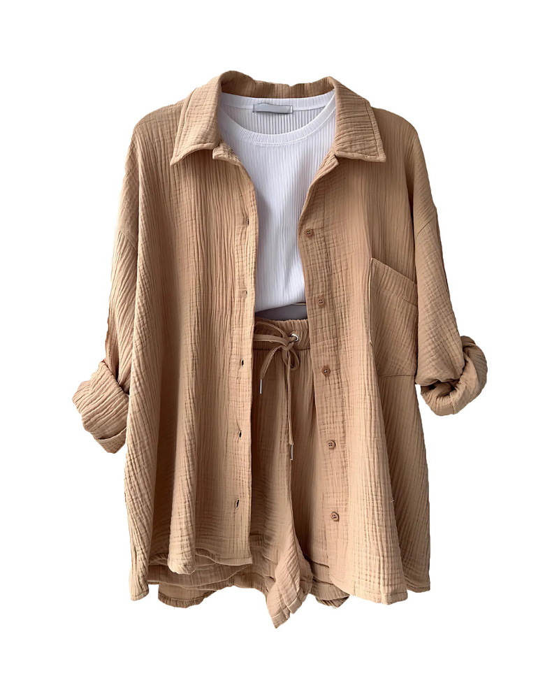 Elowen Textured Button Front Two-Piece Matching Set