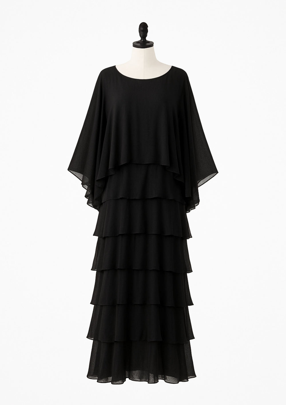 Amara Asymmetric Ruffle Maxi Dress in Black