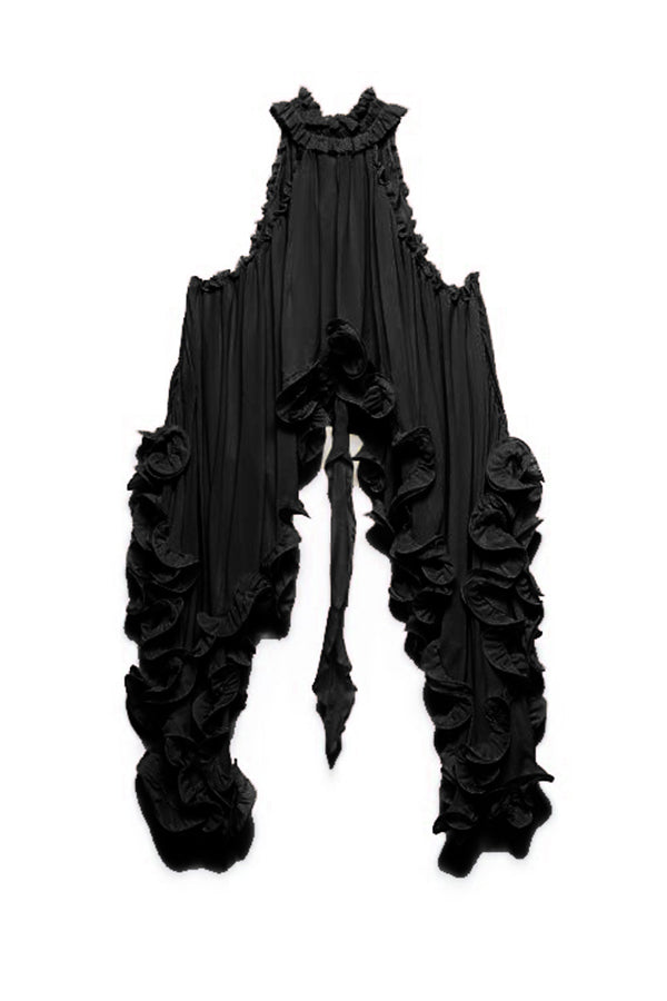Romantic Drama Halter Ruffle Top