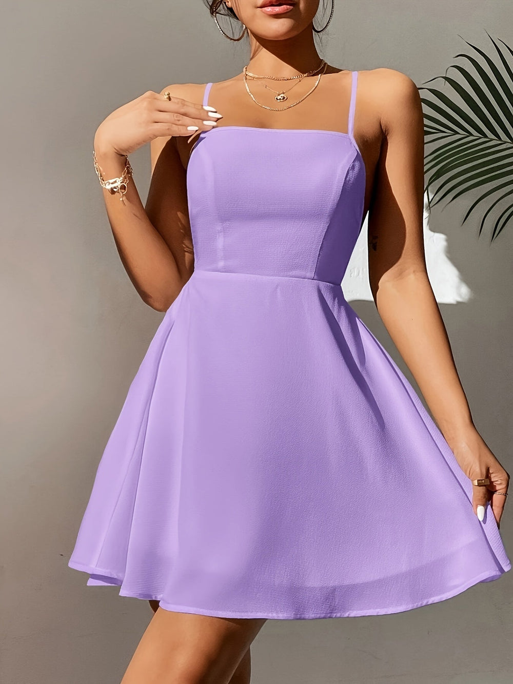 Celina Dress Cross Back Flared Skirt