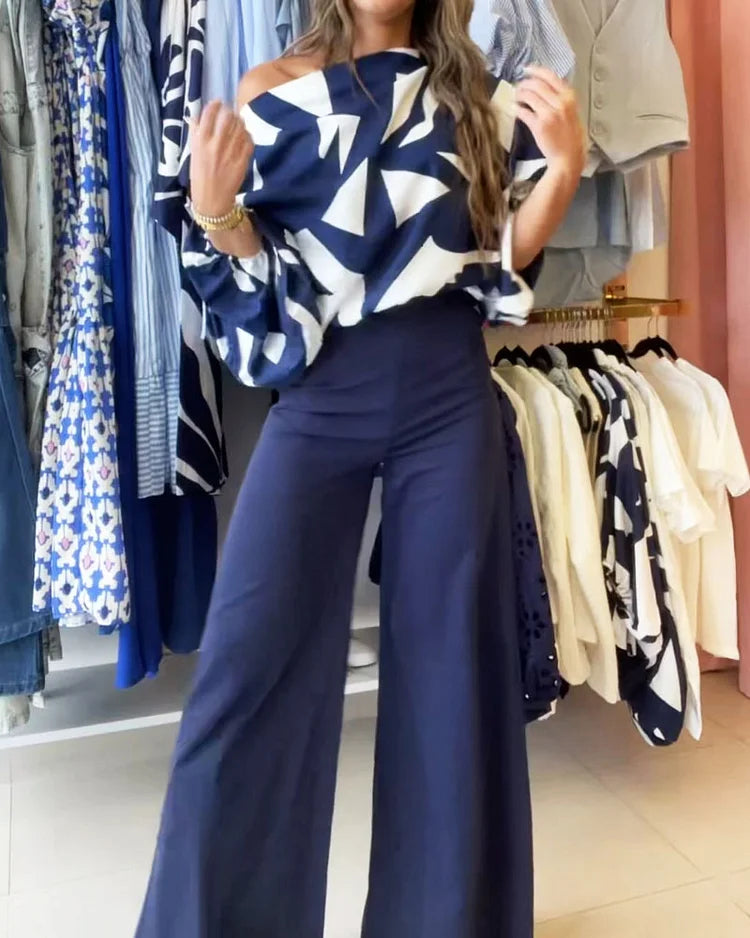 Joanna Printed Two-Piece Loungewear