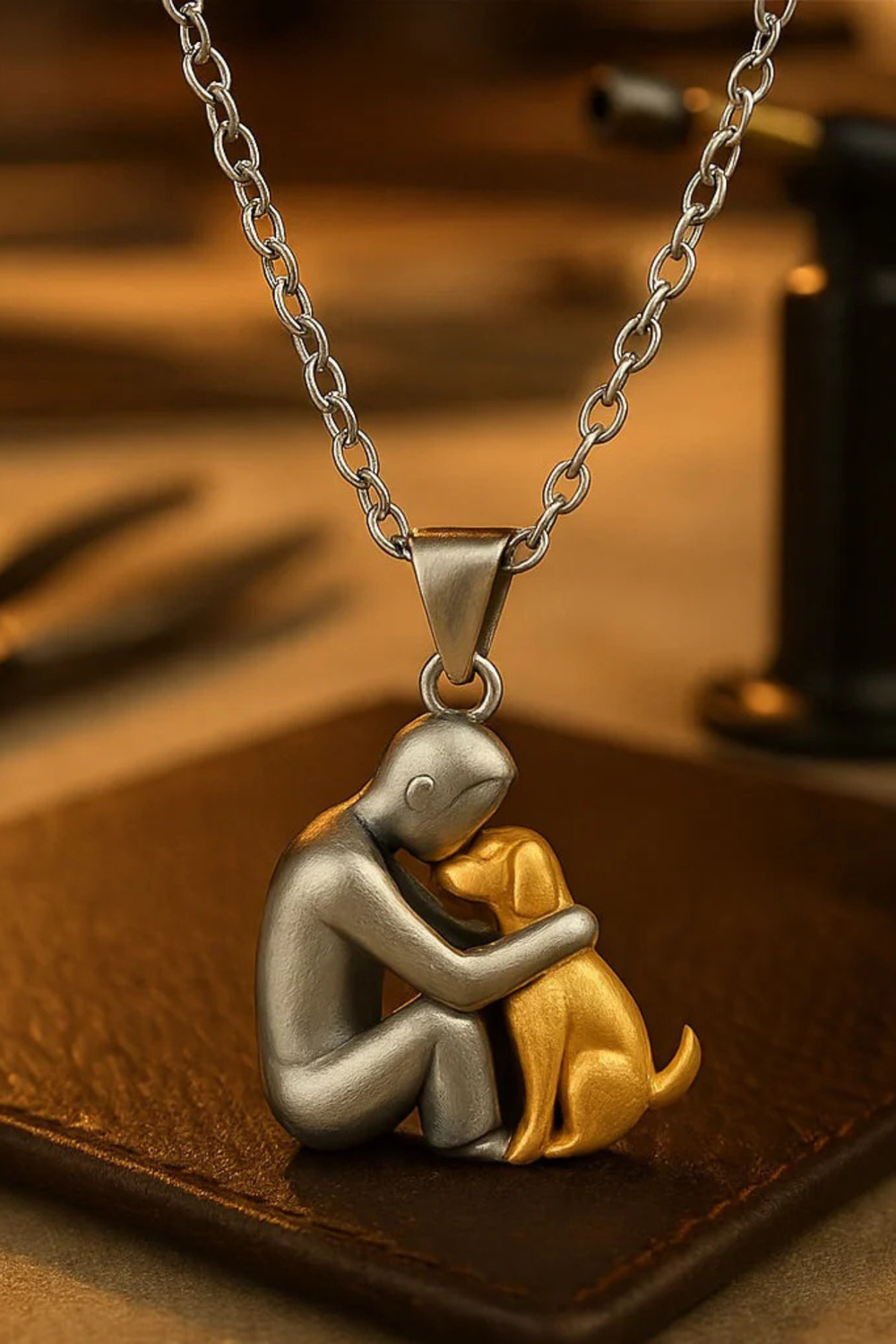 Xian Embrace Dog Pendant Necklace