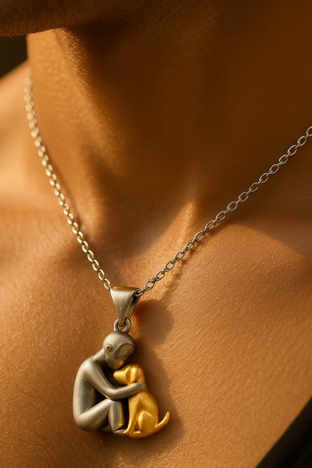 Xian Embrace Dog Pendant Necklace