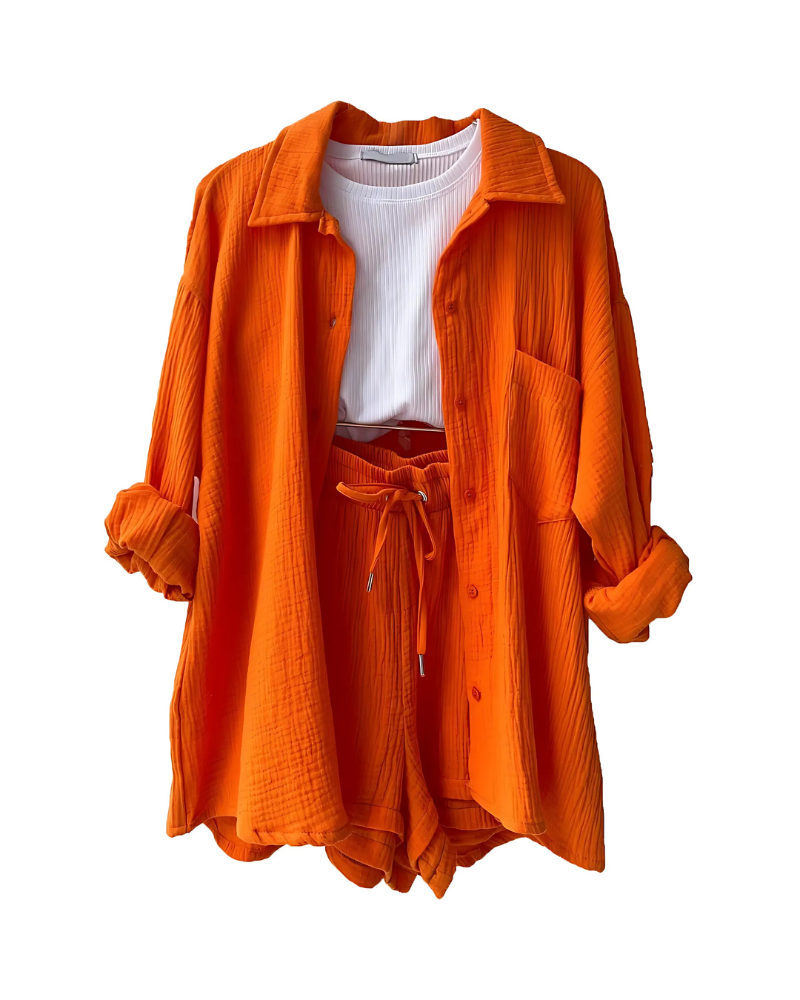 Elowen Textured Button Front Two-Piece Matching Set