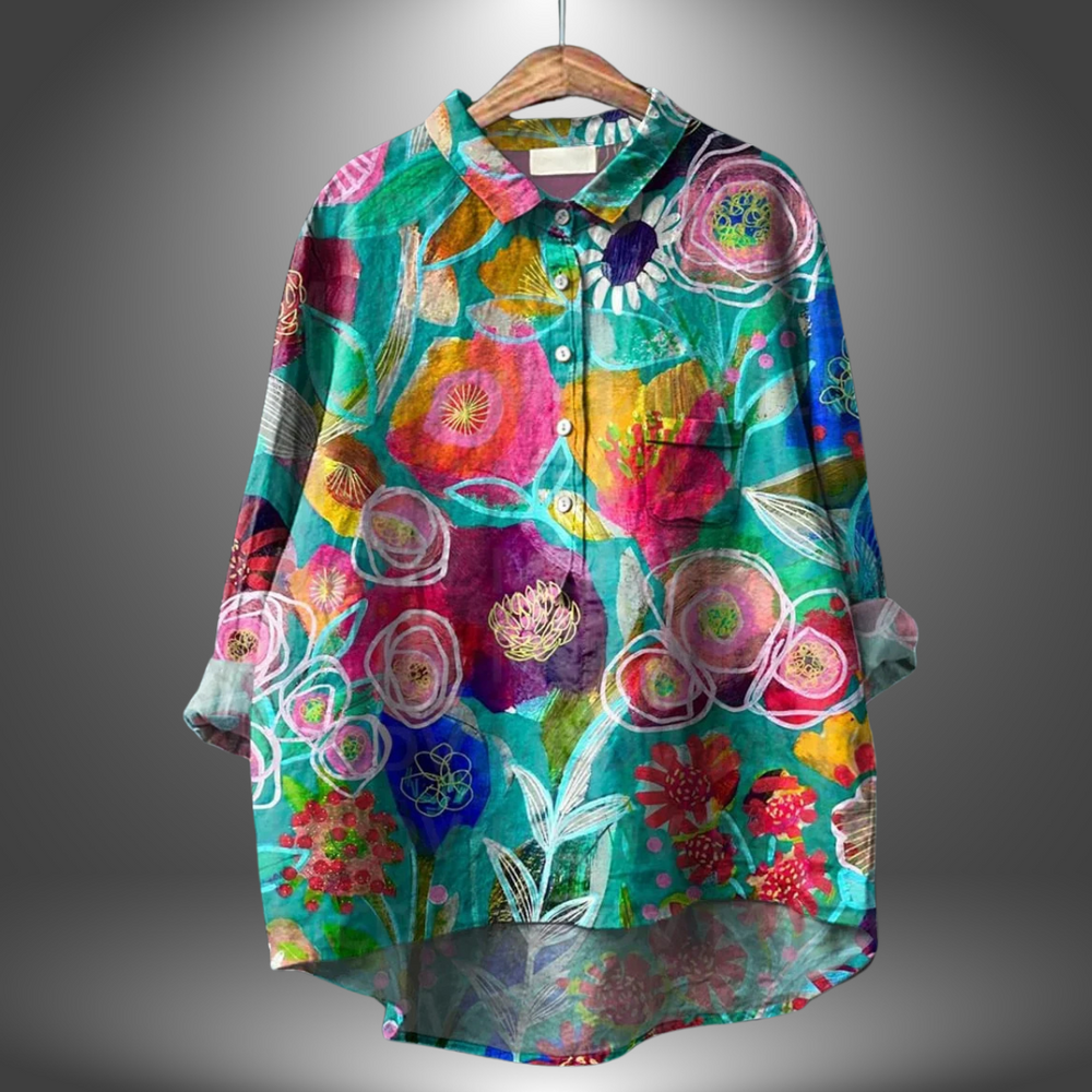 Camila Handcrafted Floral Print Cotton Button-Down Shirt