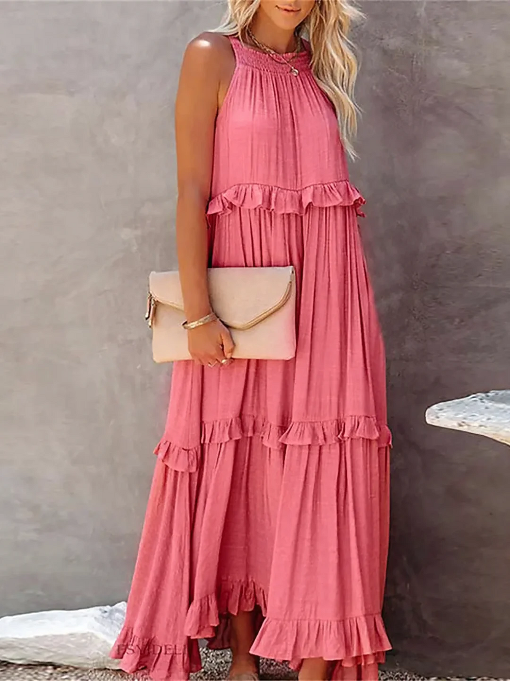 Vesa Ruffled Flowing Dress