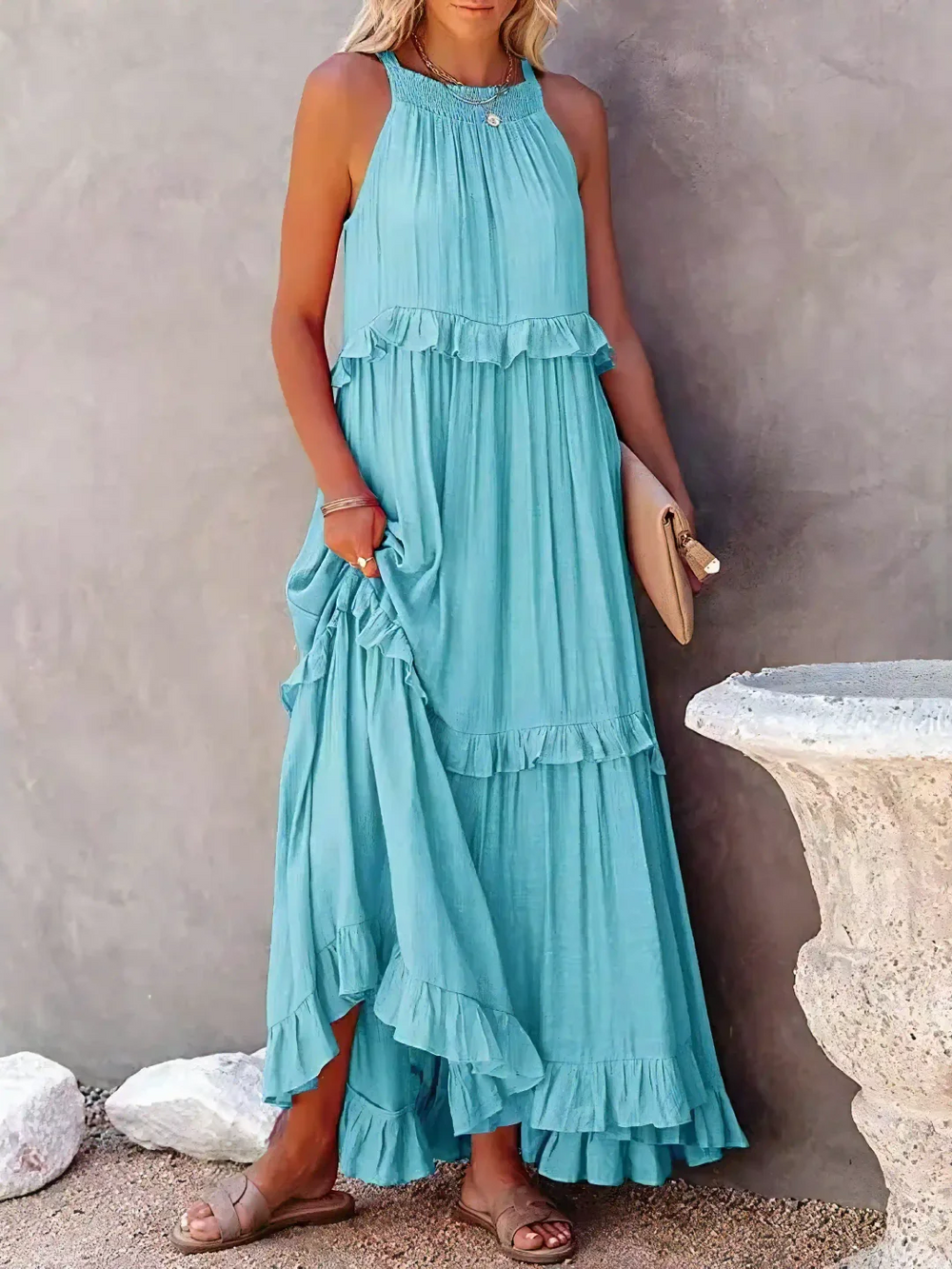 Vesa Ruffled Flowing Dress