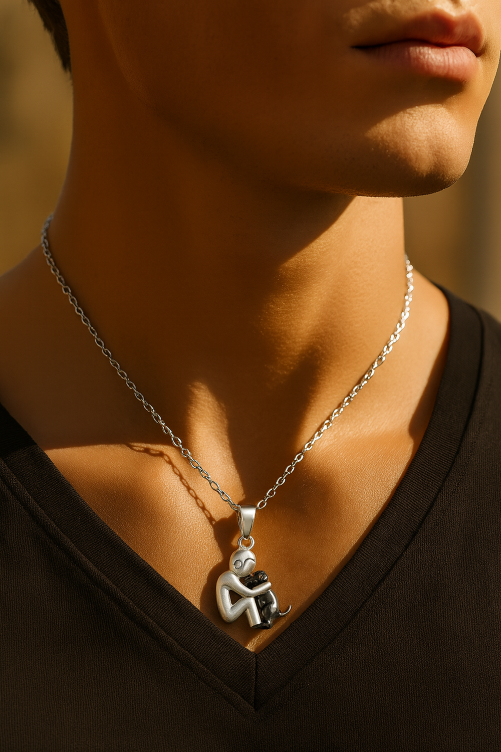 Xian Embrace Dog Pendant Necklace