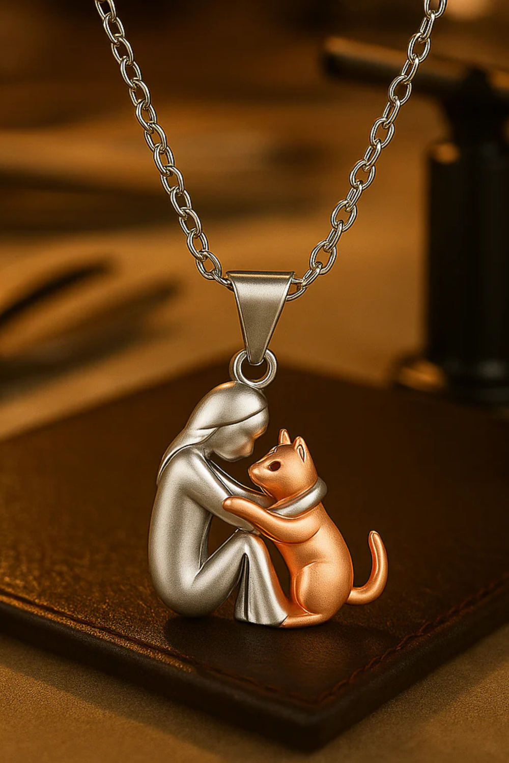 Xian Embrace Dog Pendant Necklace